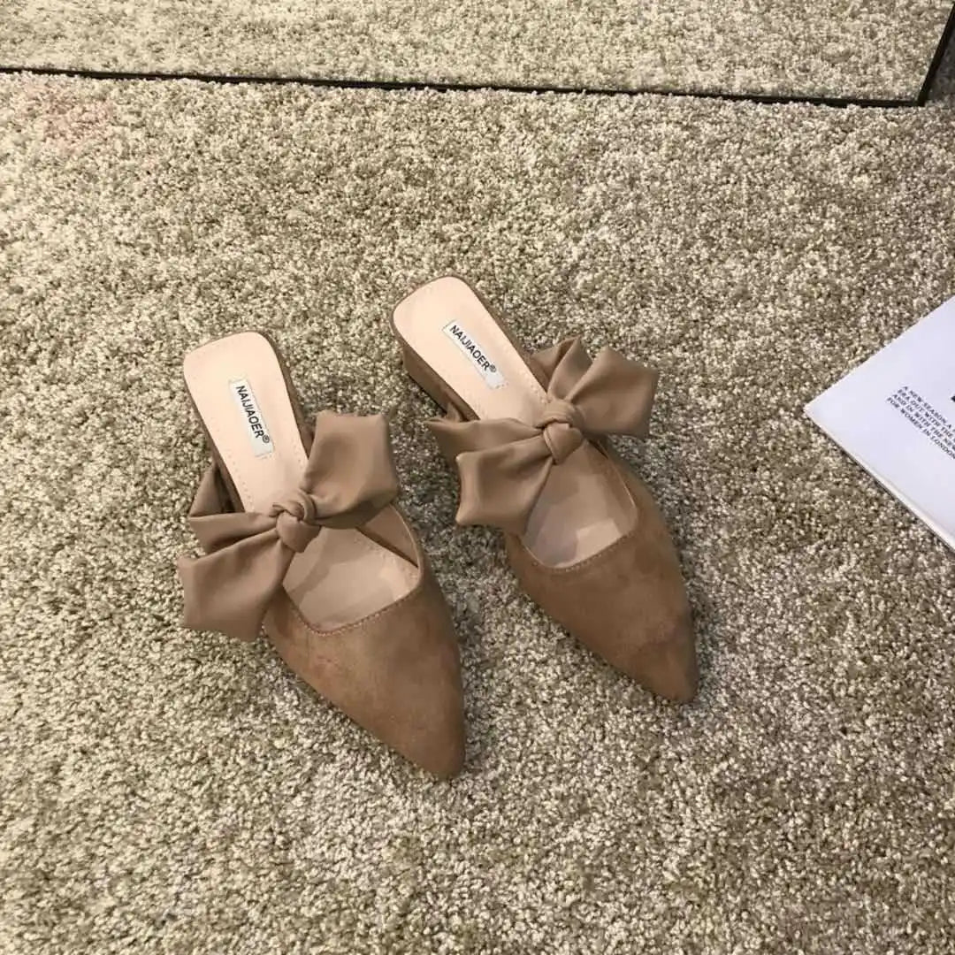 Ladies slippers pointed shallow mouth slippers women flat bottom 2020 spring new Korean style slippers luxury Zpaxo