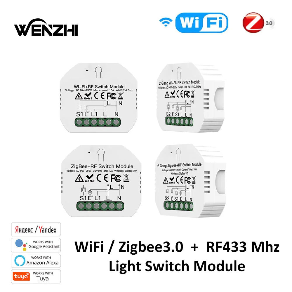 Light Switch Module Wifi Zigbee 3.0 RF 433 Mhz Relay Automation Wireless Remote Control Smart Life Tuya Alexa Google Home Mose Zpaxo