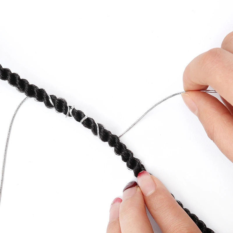 Dreadlock Braids Hair Accessories Silver Gold Braiding Hair Deco Styling Shimmer Stretchable African Braid Braided Elastic Cord Zpaxo