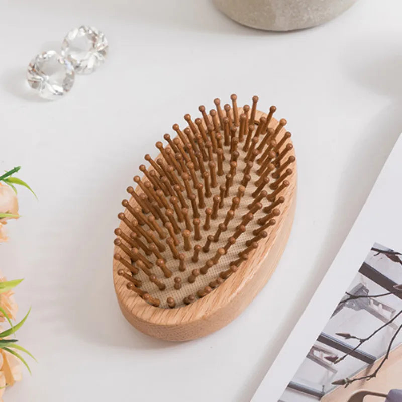 OAK Wood Hair Brush Wood Bristle Hair Brush Boar Bristle Hair Brush Vent Round Imperial Concubine Comb Single Piece Wood Brush Zpaxo wood bristle China Mainland