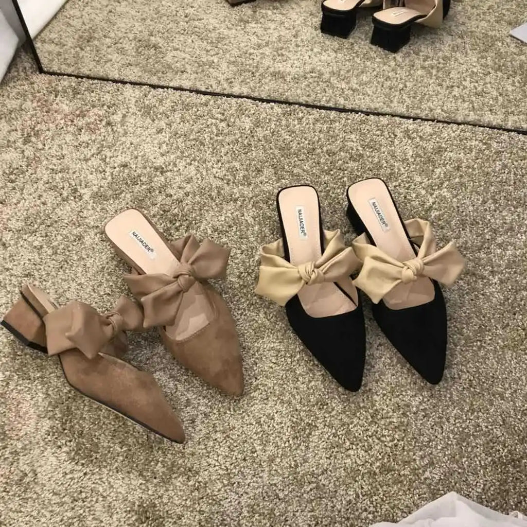 Ladies slippers pointed shallow mouth slippers women flat bottom 2020 spring new Korean style slippers luxury Zpaxo
