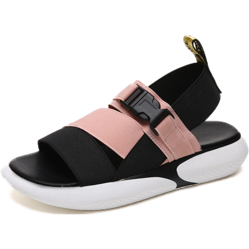 Sandals Female 2021 Summer New Non-slip All-match Flat-bottomed Student Sports and Leisure Beach Sandals Zpaxo Pink 35