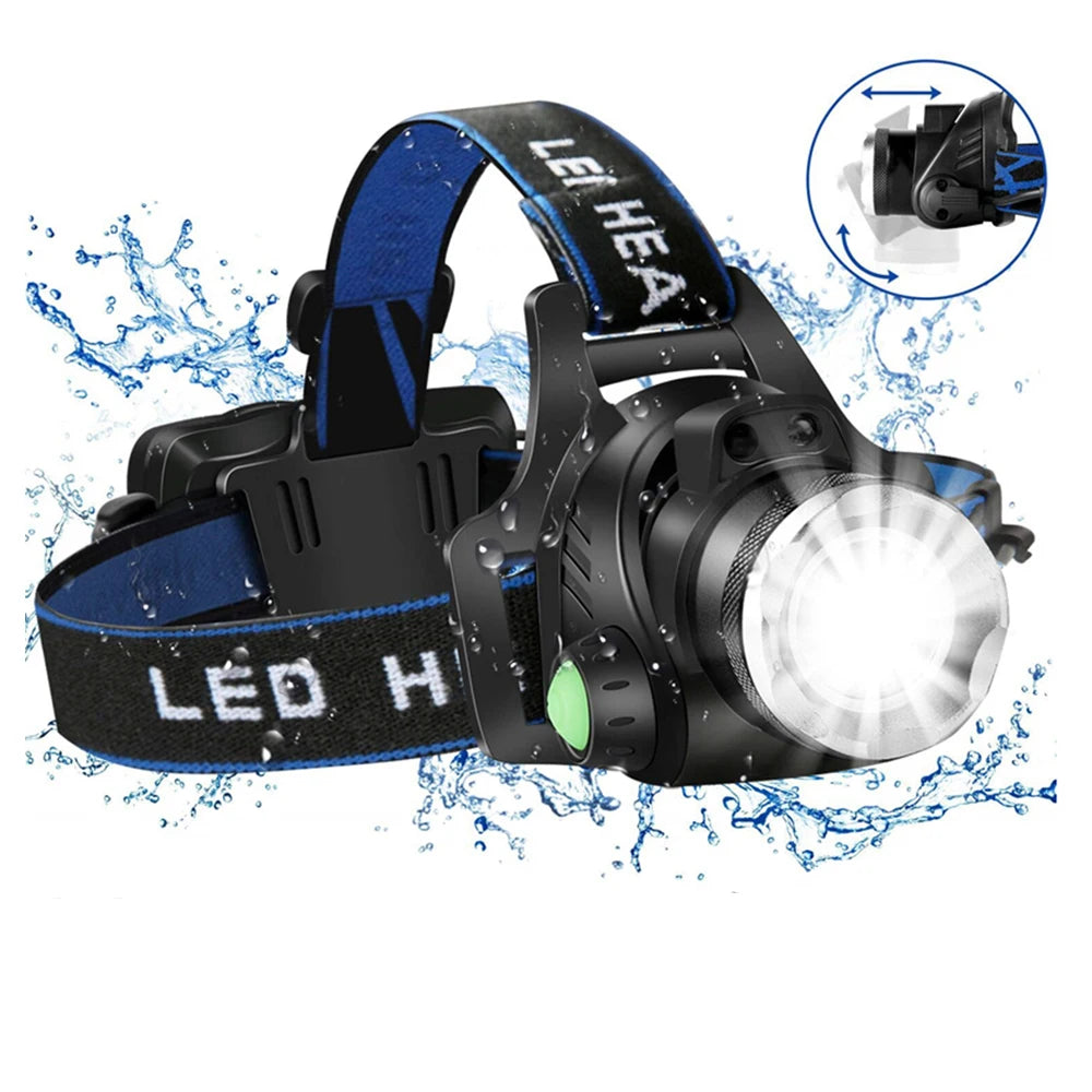 POCKETMAN LED Headlamp 25000LM Zoomable Waterproof USB 18650