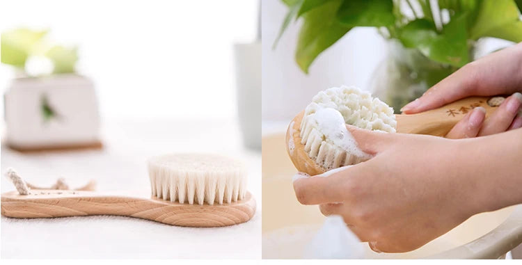 1PC Wholesale Natural Goat Bristle Round Wooden Hair Hrush Comb Improve Hairwool hair bathing brush Zpaxo