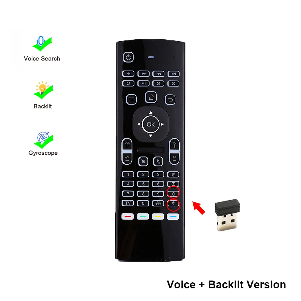 MX3 Backlight Air Mouse Remote Control Wireless Mini Keyboard 2.4Ghz For Android TV Box PC Motion Sensing Gamer Controller Zpaxo With Mic and Backlit