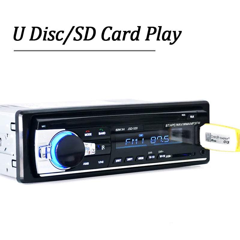 Car Radio Autoradio 1 Din Bluetooth 12V Audio Player Mp3 60Wx4 FM