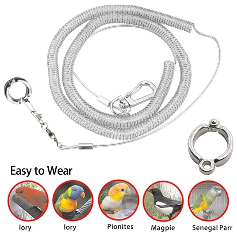 6m Flexible Parrot Bird Harness Leash Leg Ring Anti-bite Outdoor