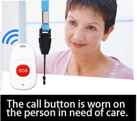 Smart Home Wireless 300M Doorbell Emergency Alarm with Remote Lanyard SOS Button for Elderly People Wireless Pager Doorbell Zpaxo