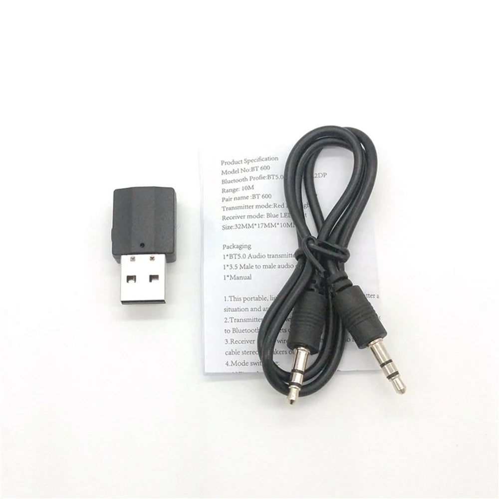 TV Bluetooth-Compatible 5.0 Receiver Transmitter 2 In 1 Wireless Adapters USB Adapter for PC Car Kit with Button Switch Zpaxo Black Bluetooth v5.0