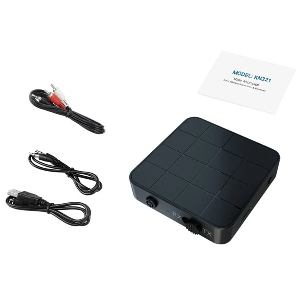 2 IN 1 Bluetooth-Compatible 5.0 Audio Transmitter Receiver 3.5mm Wireless Adapter Stereo Audio Dongle For TV Car /Home Speakers Zpaxo black Bluetooth v5.0