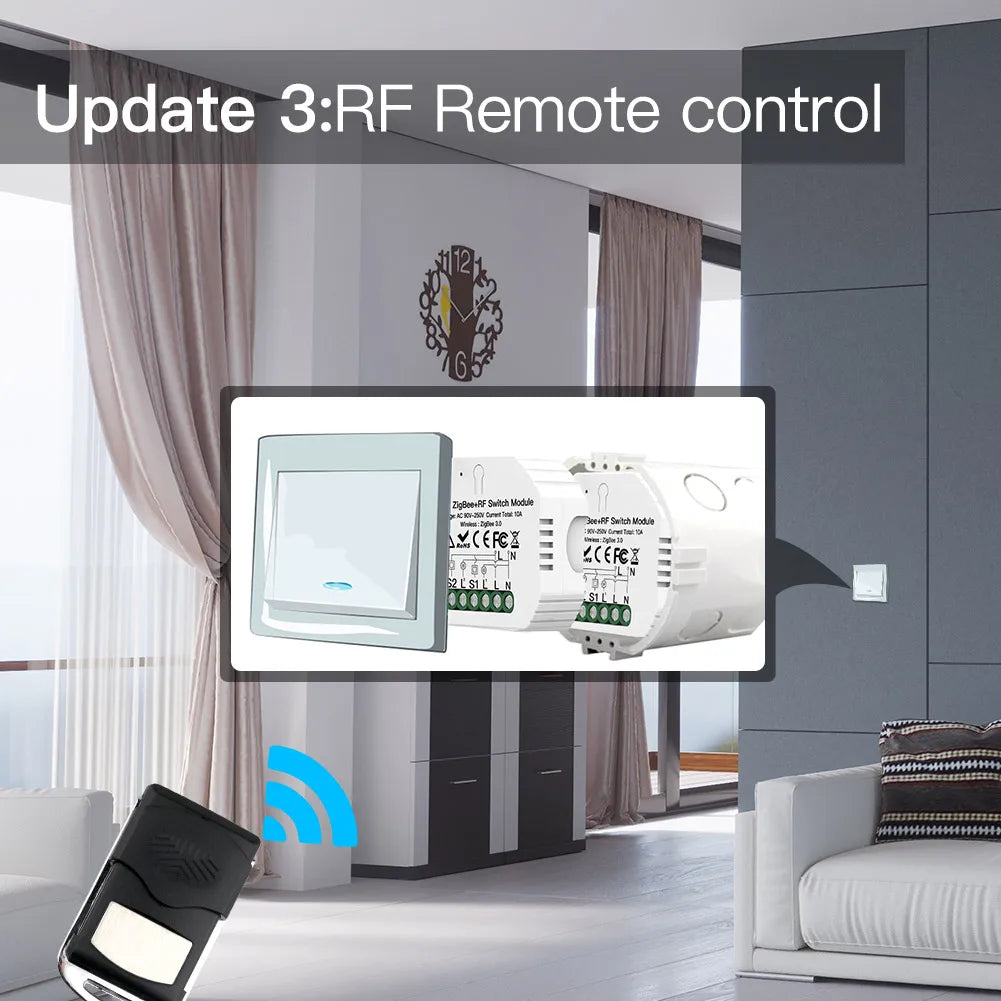 2Gang Light Switch Module Zigbee 3.0 RF 433 Mhz Timer Auto Wall Panels Wireless Remote Control Smart Life Tuya Alexa Google Home Zpaxo