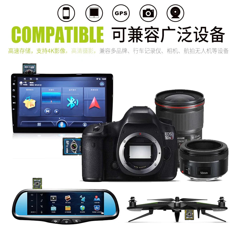 Zsuit High-speed Memory Cards SD Cards 64GB 256GB Class10 U3 SD Chip Card 128GB Universal Camera UAV/TV Series 4k HD Big Cards Zpaxo