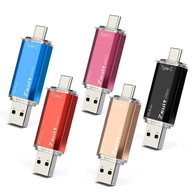 Z-suit USB Flash Drive 2 in 1 type-c Pen Drive 128GB 64GB 32GB 16G USB Stick 3.0 Mobile Pen Drive Metal U Disk Zpaxo