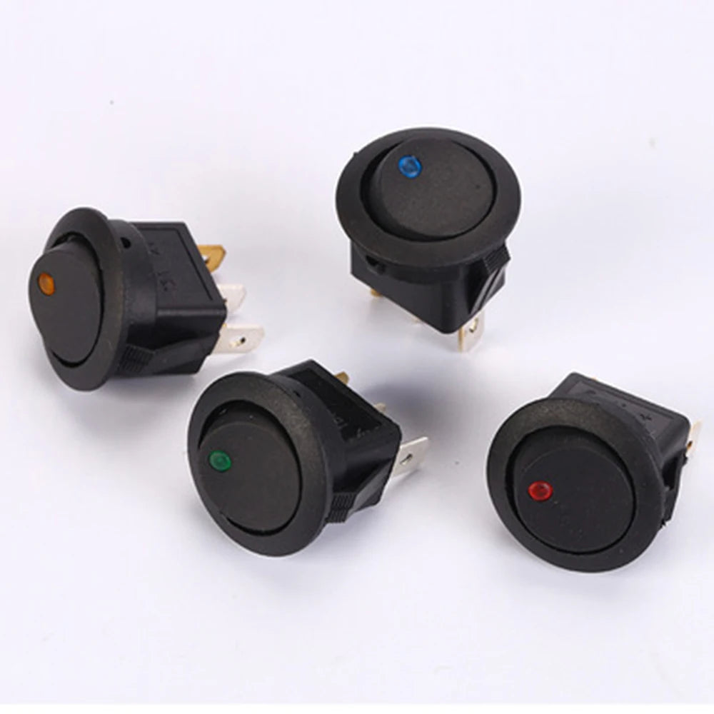 10PCS 12V 24V Practical Dot Light Car Boat Round Rocker SPST Switch LED 4 Colors On/Off Button Switch Zpaxo