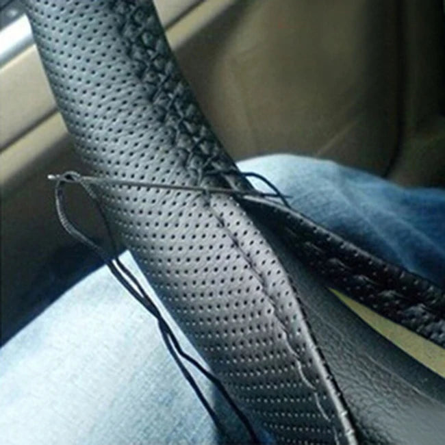 With Needles Thread Car Steering Wheel Cover DIY Leather Decoration Interior Caravan Trailer Truck Off Road 4x4 Auto Accessories Zpaxo
