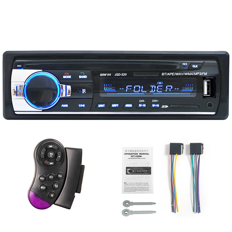 Car Radio Autoradio 1 Din Bluetooth 12V Audio Player Mp3 60Wx4 FM