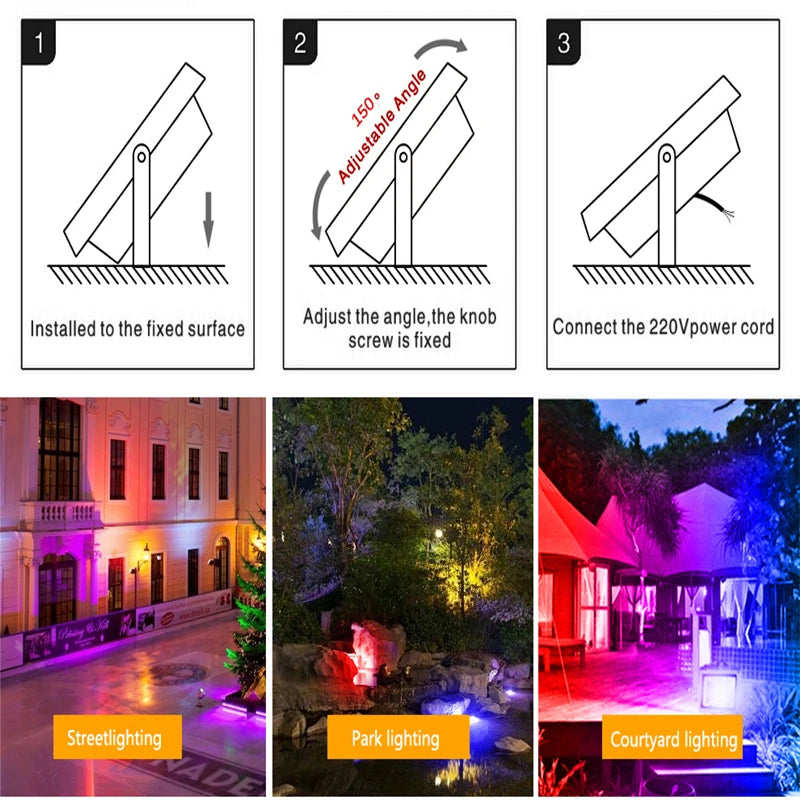 LED Flood Lights Outdoor Waterproof 50W 100W 150W 220V Remote Zpaxo