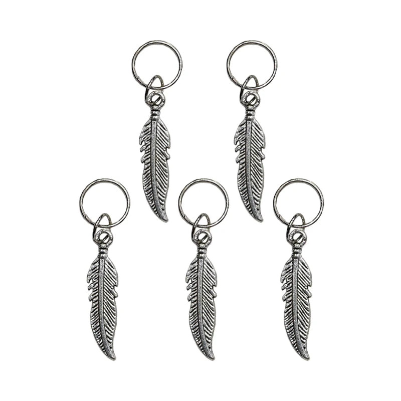 5pcs/Pack Stars Ring Charms Shell Hair Braid Dread Dreadlock Beads Clips Cuffs Rings Jewelry Dreadlock Clasps Accessories Tools Zpaxo Long leaves