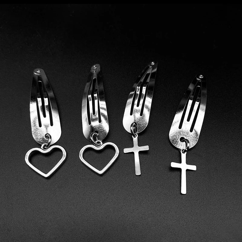 New Harajuku Silver Metal Chains Cherry Hair Pins Clip for Women Girl Punk Cool Simple Vintage Hair Accessories Fashion Jewelry Zpaxo