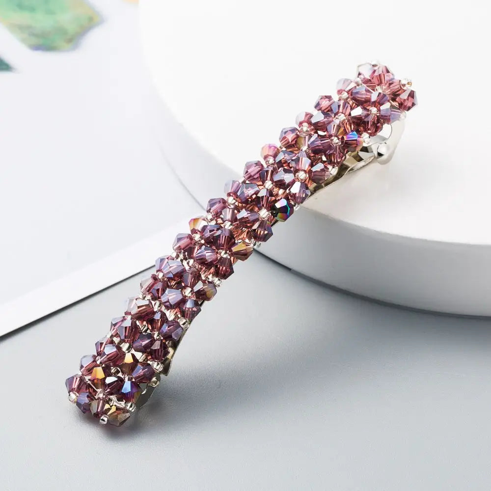 Fashion Elegant Crystal Diamond Hair Clips Women Girls Geometric Zpaxo purple