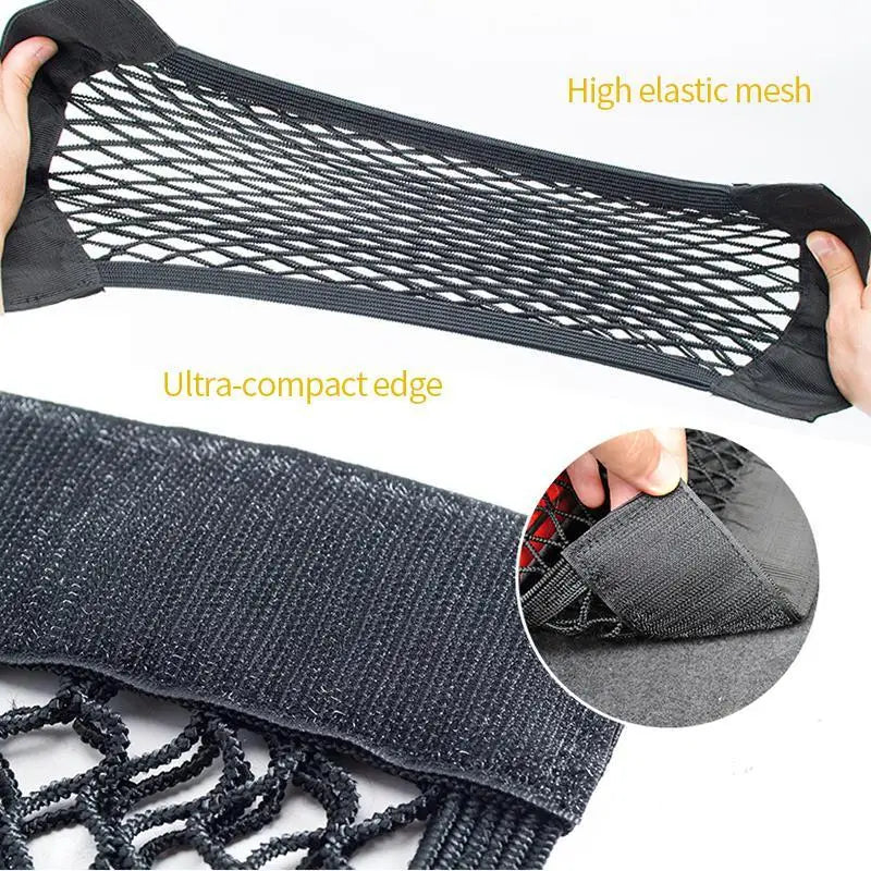 Car Back Rear Trunk Storage Net Seat Elastic String Magic Sticker