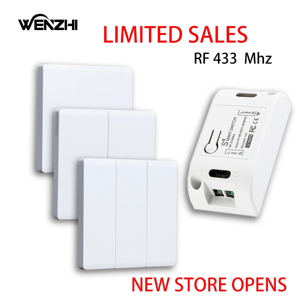 DIY RF 433Mhz Wireless Switch Receiver Light Module 86 Type Portable Remote Control 110V 220V Automation Smart Home Wall Panel Zpaxo