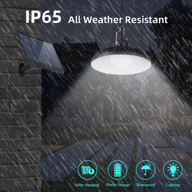 Bright Solar Pendant Lights Outdoor Household Shed Light Remote Timer Zpaxo