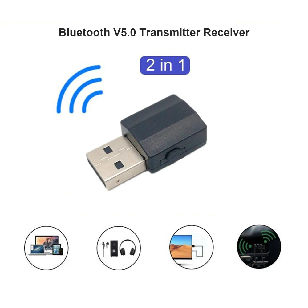 TV Bluetooth-Compatible 5.0 Receiver Transmitter 2 In 1 Wireless Adapters USB Adapter for PC Car Kit with Button Switch Zpaxo