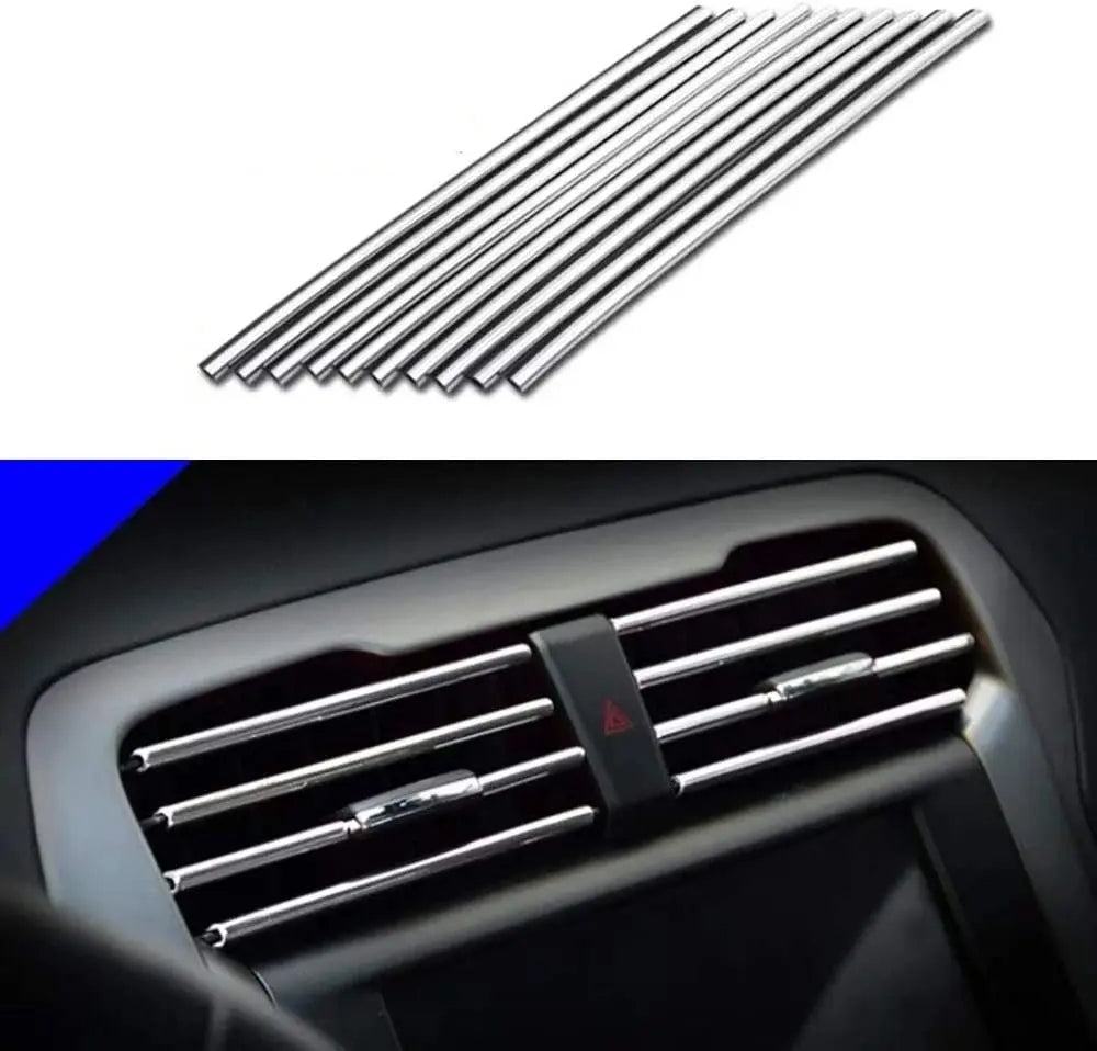 Car Air Conditioner Vent Outlet Trim Strips U Shape Chrome PVC Zpaxo Silver