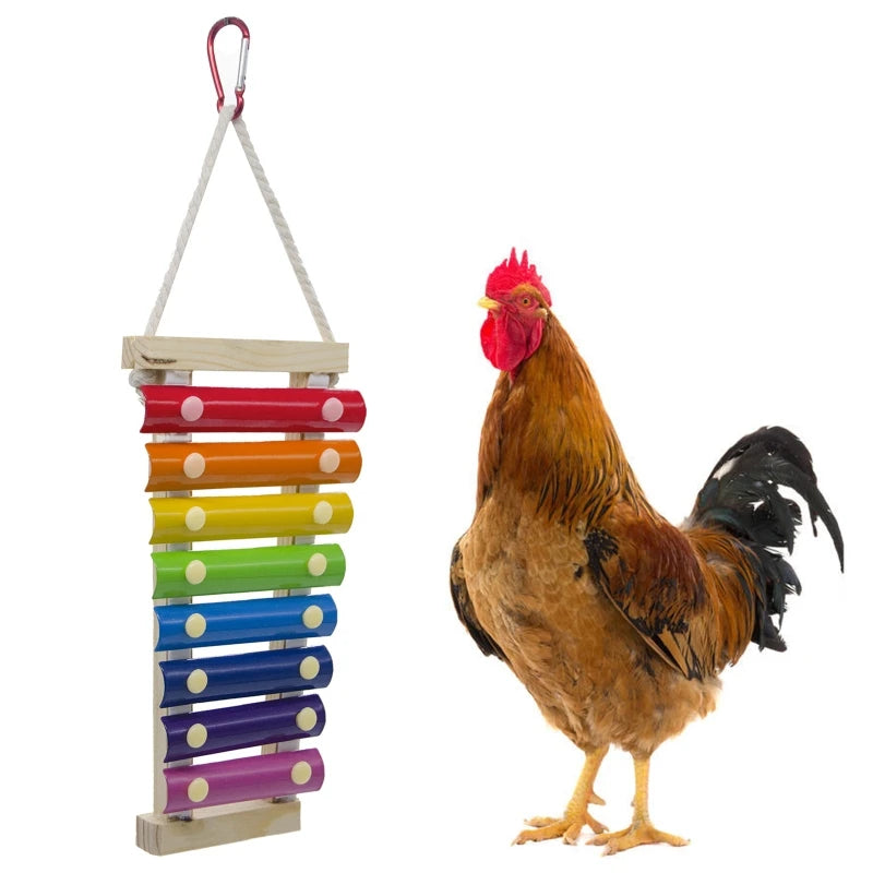Bird Parrot Intelligence Toy Rope Hanging Chicken Xylophone Hens