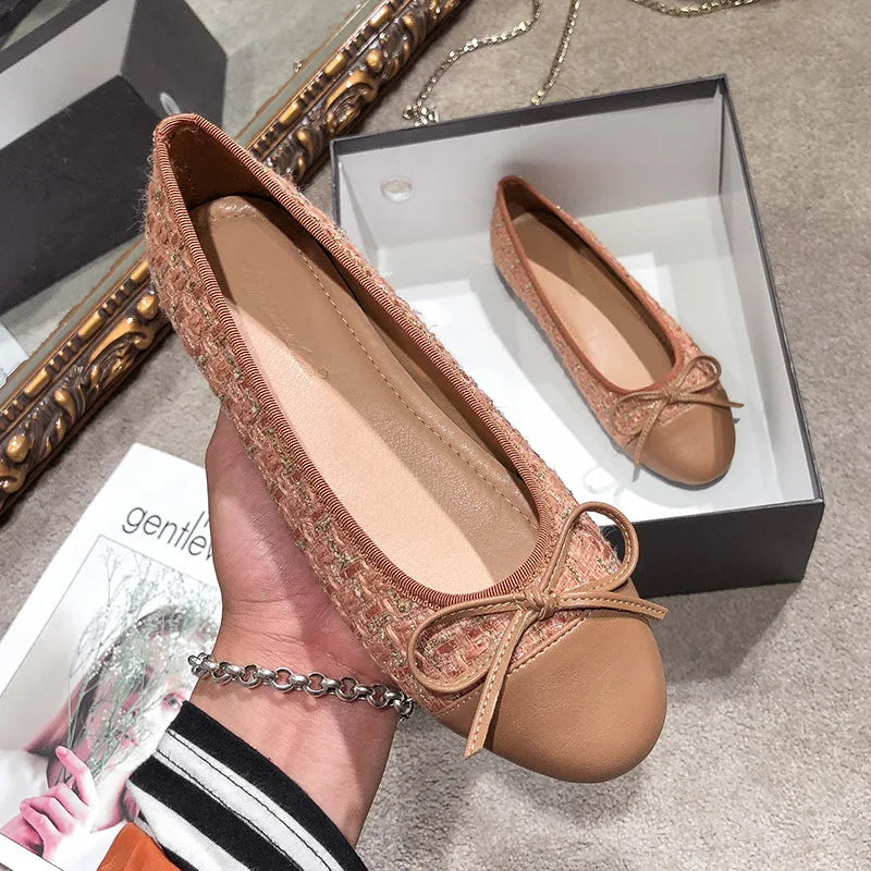 Women's Flat Shoes Spring Autumn New Shallow Women's Shoes Round Toe Mixed Colors Concise Female Shoes Large Size 33-44 Zpaxo Khaki 39