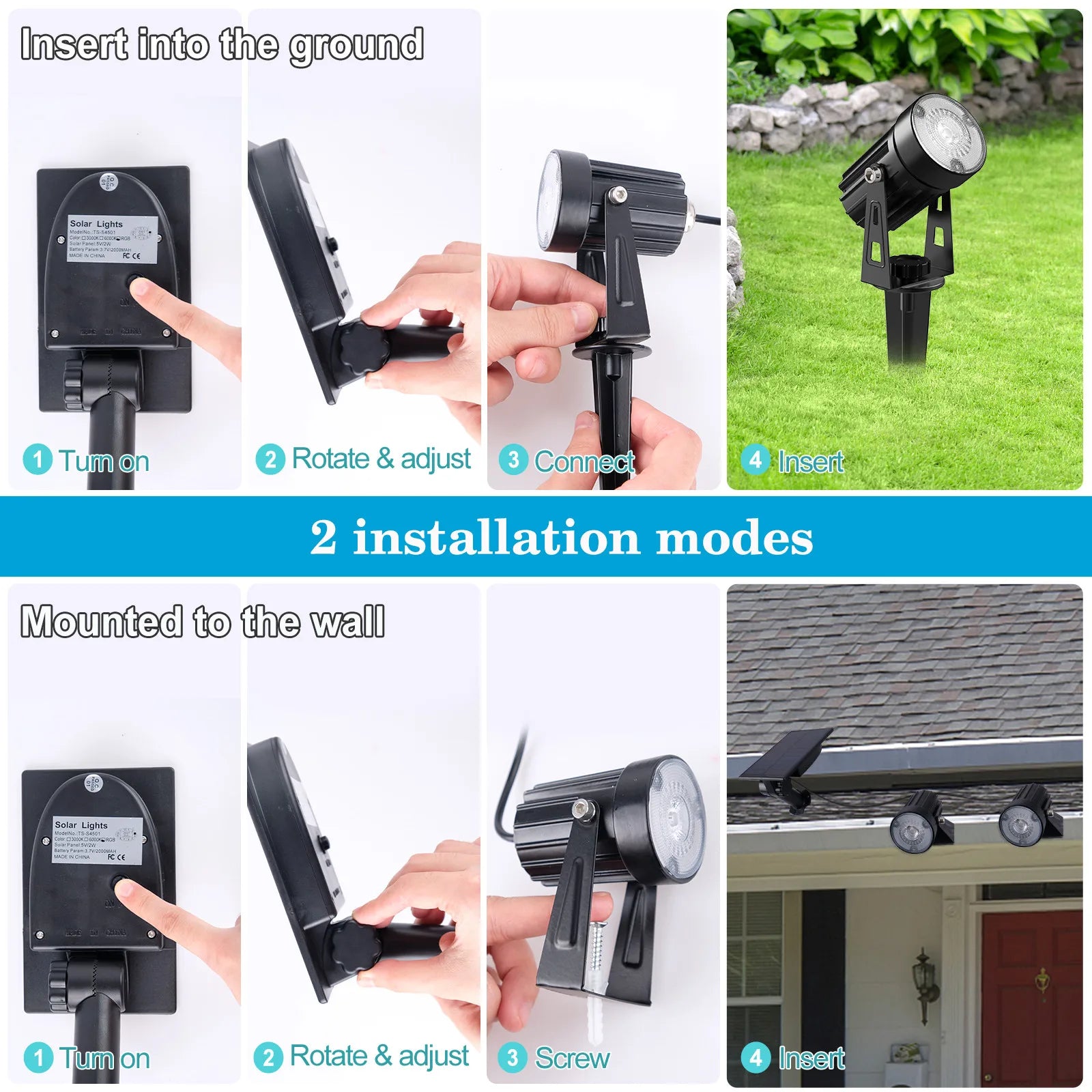 Solar LED Spotlighting Outdoor Waterproof Powered Path Lawn RGB Lamp Zpaxo