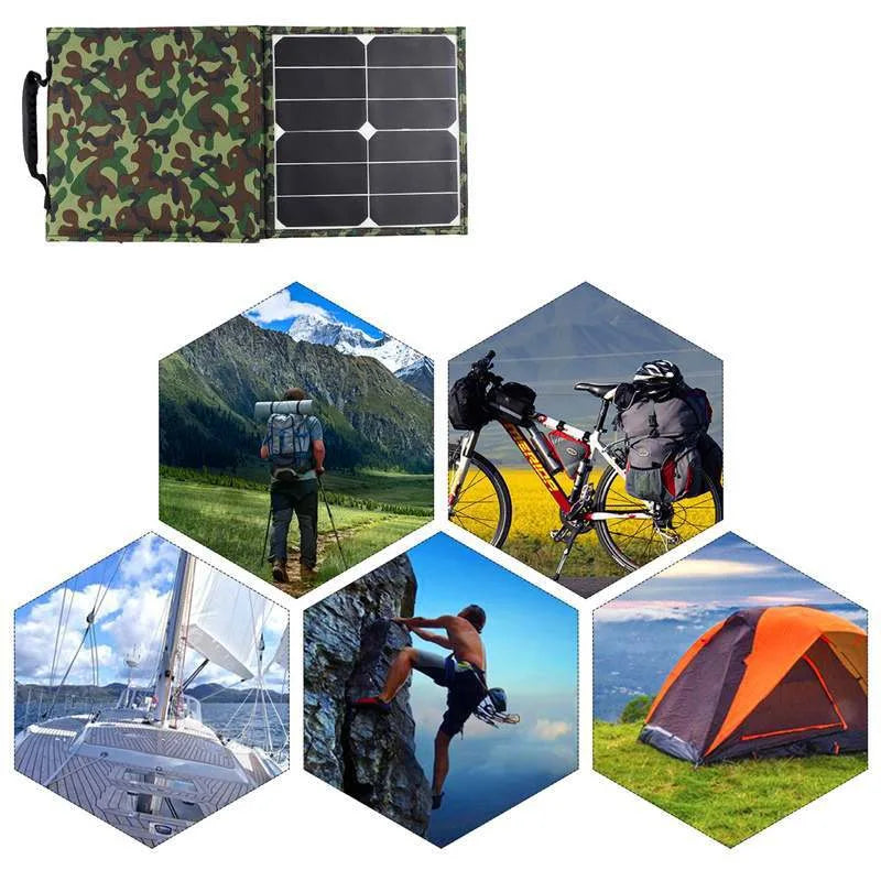 Solar Cell 80W Photovoltaic Panels USB Charger System Battery V 5V Portable Flexible Foldable Energy Power Sunpower Camping Set Zpaxo