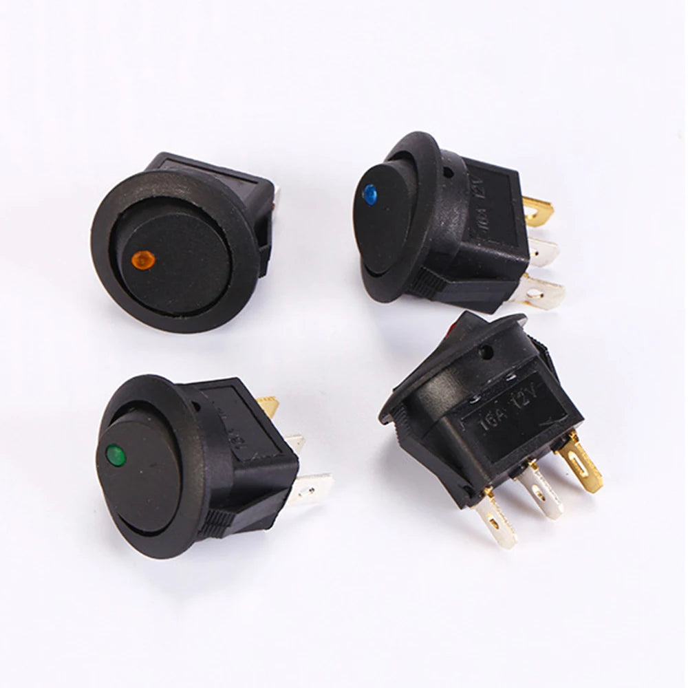 10PCS 12V 24V Practical Dot Light Car Boat Round Rocker SPST Switch LED 4 Colors On/Off Button Switch Zpaxo