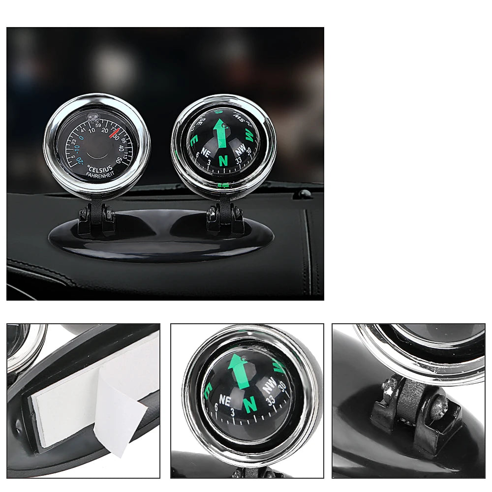 Car Ornaments Compass Thermometer Guide Ball Dashboard Meters Gauge Decorative Truck Automobile Accessories Interior Decoration Zpaxo