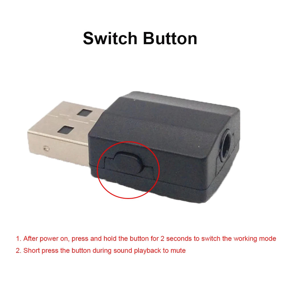 TV Bluetooth-Compatible 5.0 Receiver Transmitter 2 In 1 Wireless Adapters USB Adapter for PC Car Kit with Button Switch Zpaxo