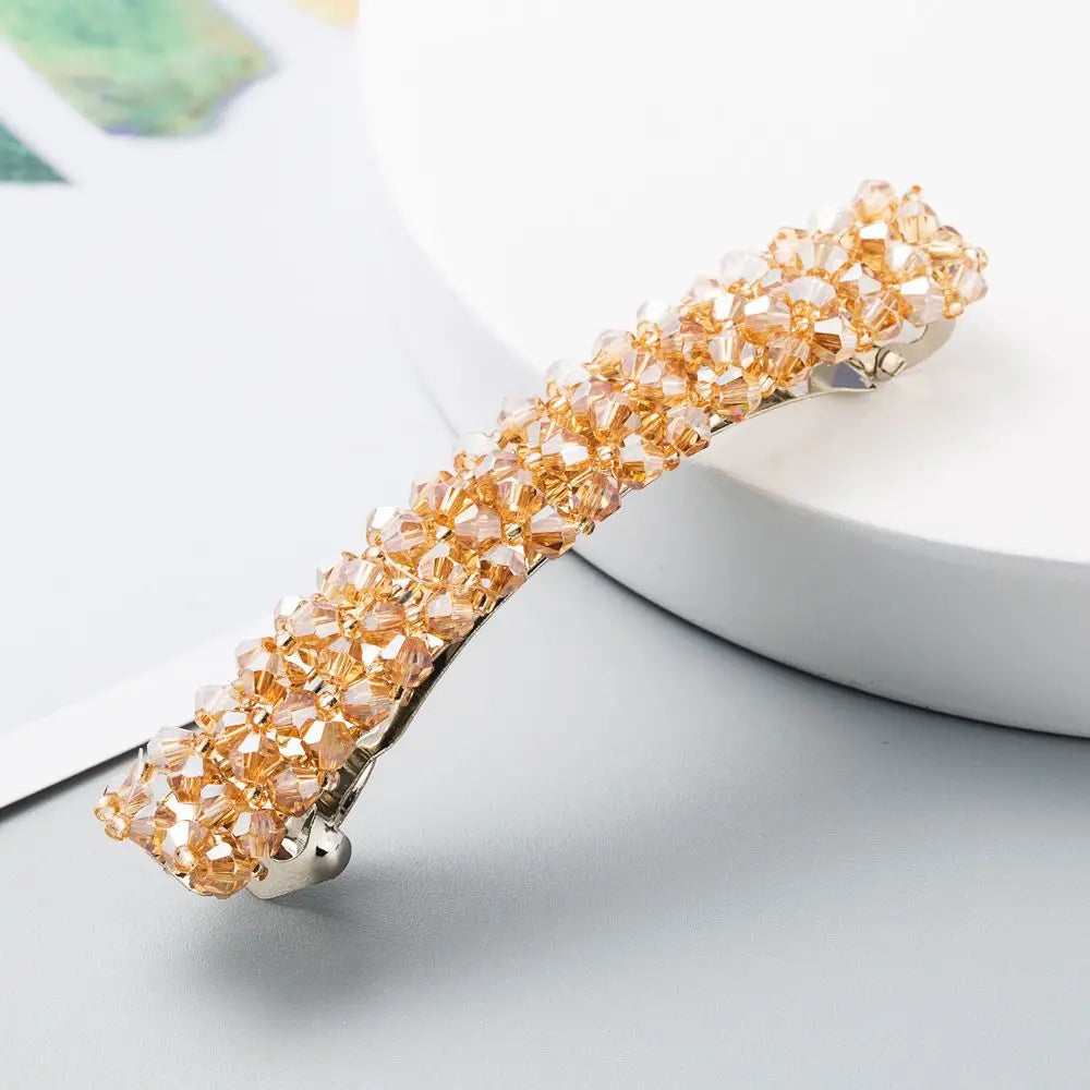 Fashion Elegant Crystal Diamond Hair Clips Women Girls Geometric Zpaxo champagne