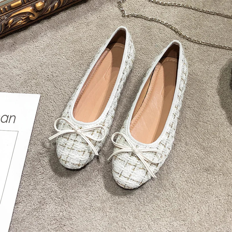 Women's Flat Shoes Spring Autumn New Shallow Women's Shoes Round Toe Mixed Colors Concise Female Shoes Large Size 33-44 Zpaxo White 41