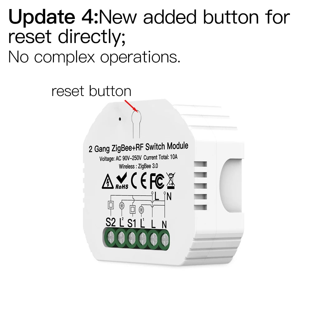 2Gang Light Switch Module Zigbee 3.0 RF 433 Mhz Timer Auto Wall Panels Wireless Remote Control Smart Life Tuya Alexa Google Home Zpaxo