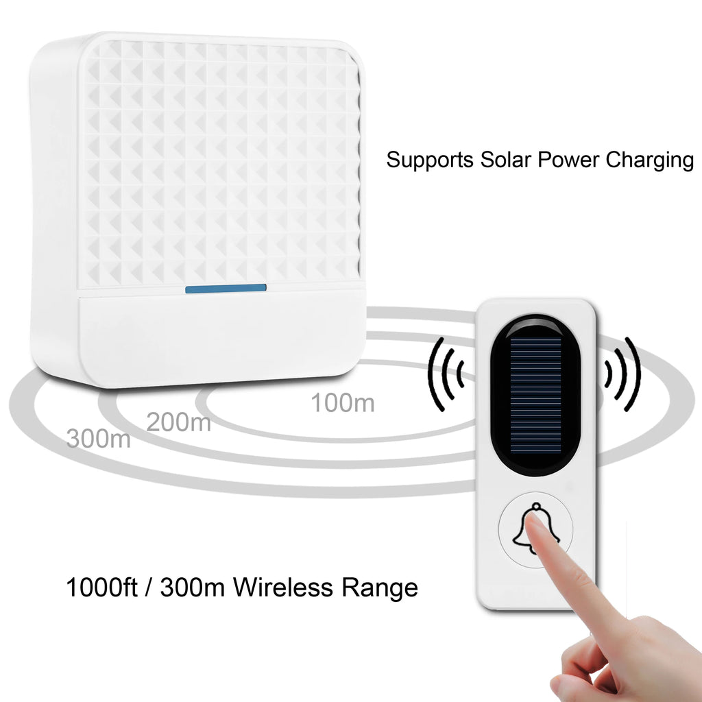 Outdoor Doorbell Solar Charging with Light Solar Wireless Doorbell Low Power Consumption Household IP65 Waterproof 300M Doorbell Zpaxo