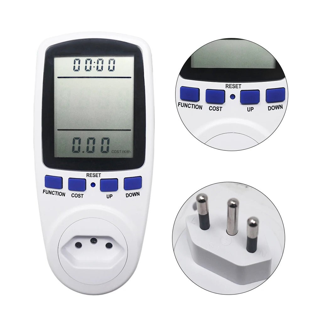 Digital Power Meter Wattmeter Energy Meter Voltage Power Watt Analyzer Electricity Consumption Outlet Socket BR Plug Zpaxo