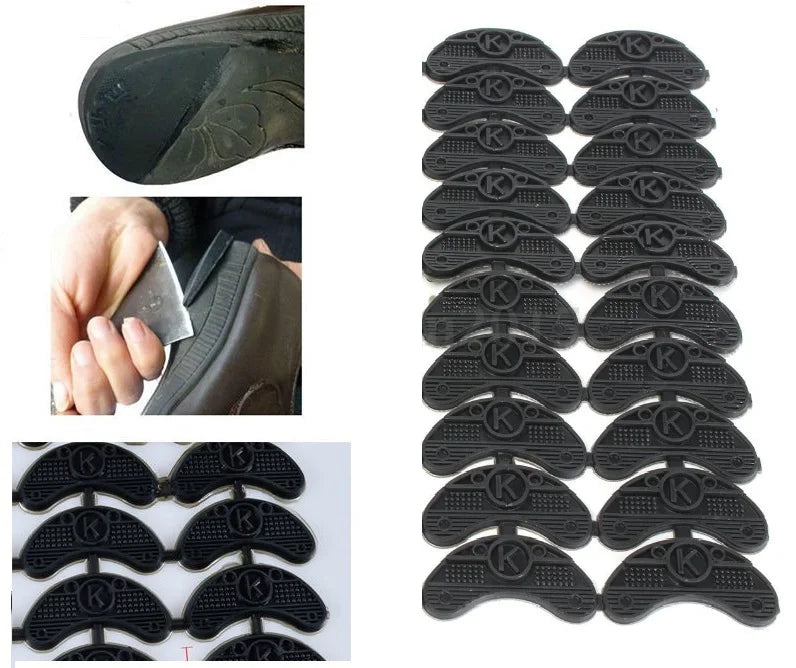 10 Pairs Black Rubber Sole Replacement Heel Savers Toe Plates Tap DIY