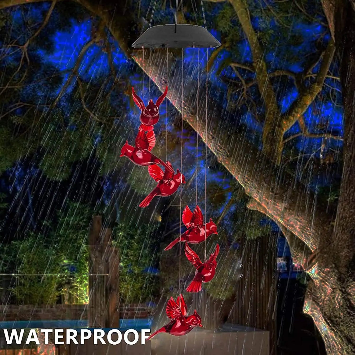 Solar Wind Chime Lights 6 Hummingbird Butterfly Wishing Bottle Zpaxo