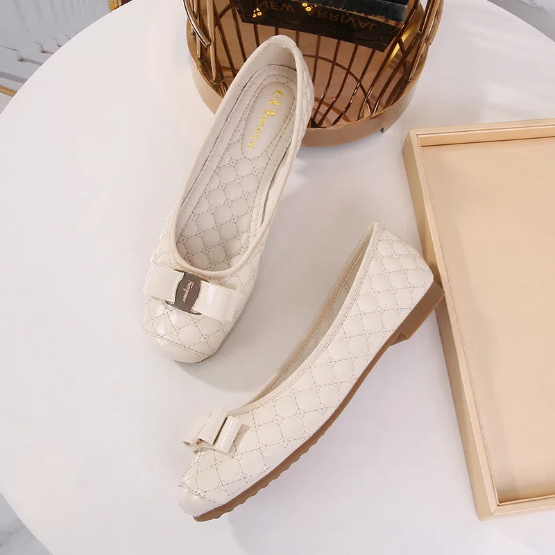 Women's Flat Shoes Spring Autumn New Square Toe Chain Comfortable Casual Square Toe Slip-On Female Shoes Large Size 36-42 Zpaxo