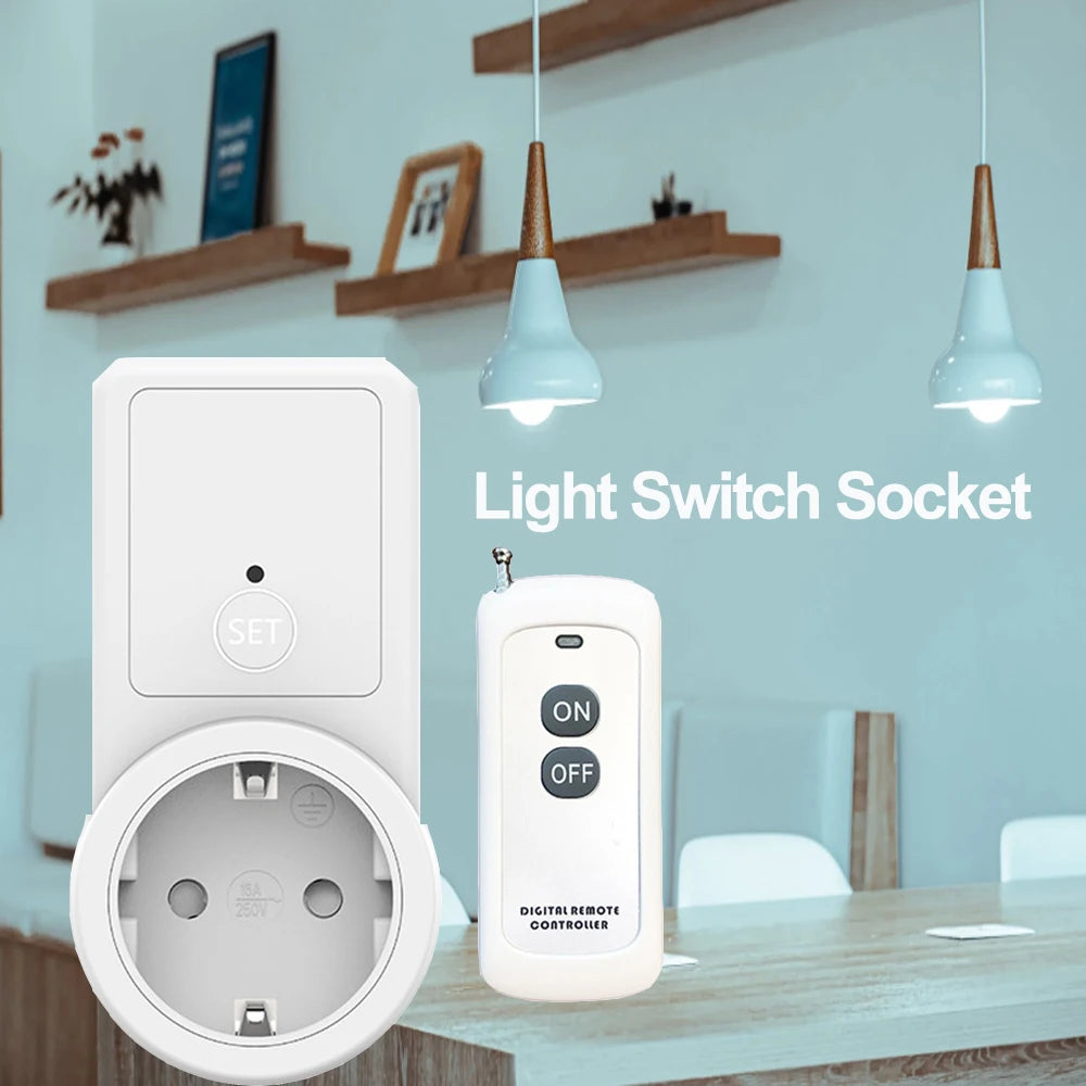 Remote Control Wireless 433MHz Switch Electric Socket EU 220V Remote Control Plug Learning Code Controller Zpaxo