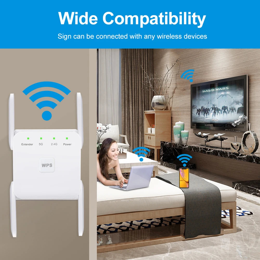 5G Repeater WiFi Long Range Network Wi-fi Booster 1200Mbps Wifi Extender Wireless Router Signal Wi fi Amplifier Wi-fi Repeater Zpaxo