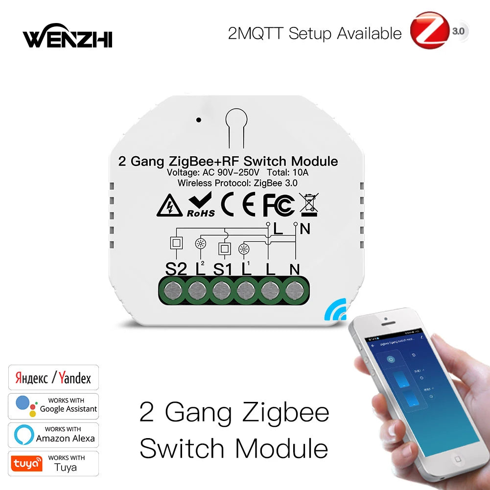 2Gang Light Switch Module Zigbee 3.0 RF 433 Mhz Timer Auto Wall Panels Wireless Remote Control Smart Life Tuya Alexa Google Home Zpaxo