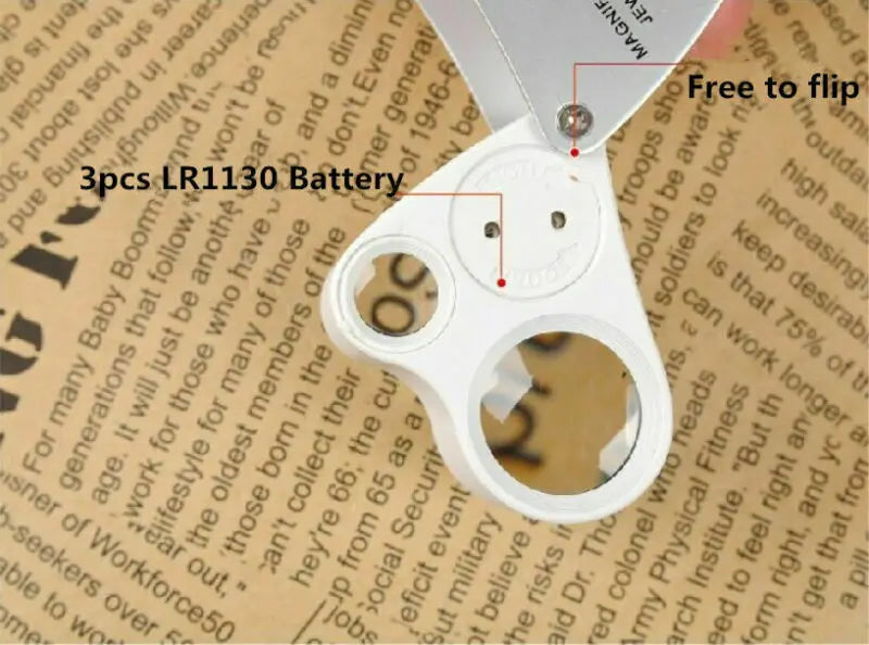 30x 60x Jeweler's Loupe Dual Lenses Band Light Antique Geology