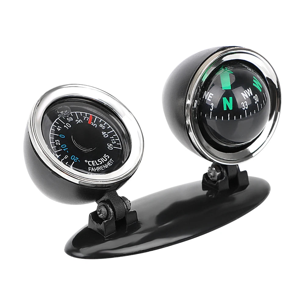Car Ornaments Compass Thermometer Guide Ball Dashboard Meters Gauge Decorative Truck Automobile Accessories Interior Decoration Zpaxo black