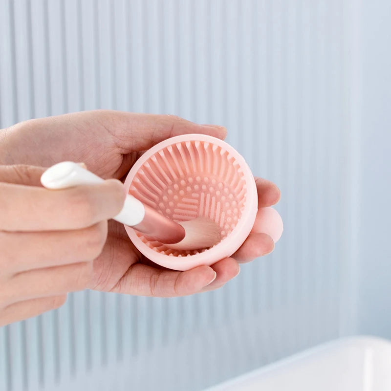 Silicone Makeup Brush Cleaner Bowl Foundation Makeup Brush Scrubber Board Pad Make Up Washing Brush Gel Cleaning Mat Hand Tools Zpaxo